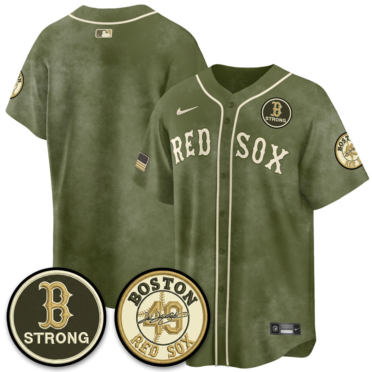 BOS New Era Olive 2026 Armed Forces Day Jersey - Stitched