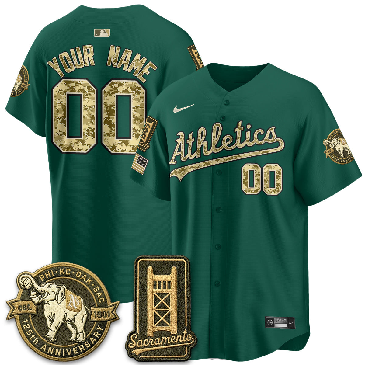 OAK Military Appreciation Game Day Custom Jersey - Stitched