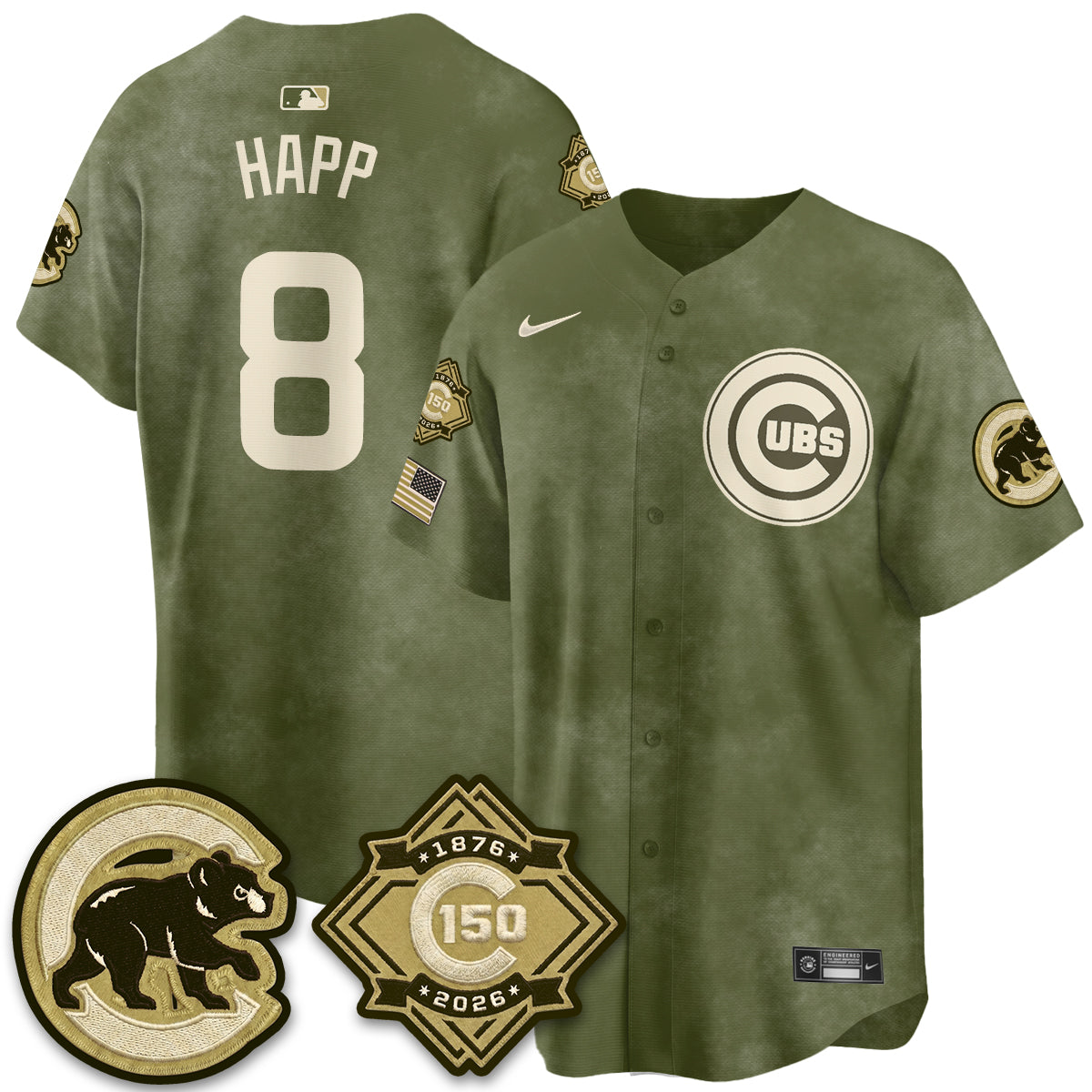 CHC New Era Olive 2026 Armed Forces Day Jersey -Stitched