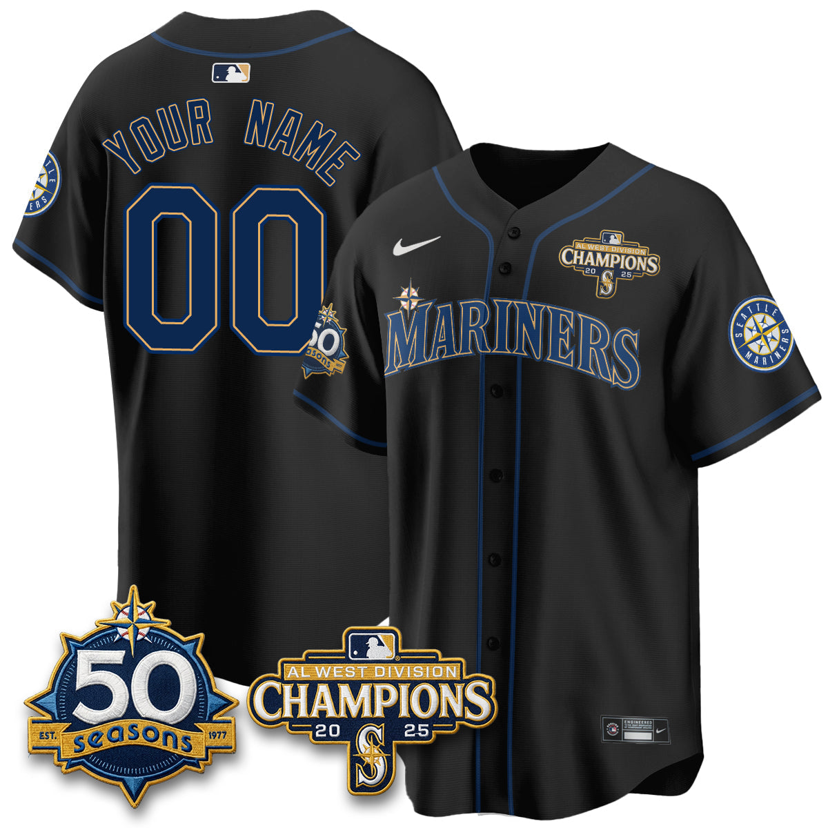 SEA 50th Anniversary Black Out Style Vapor Premier Limited Custom Jersey - All Stitched