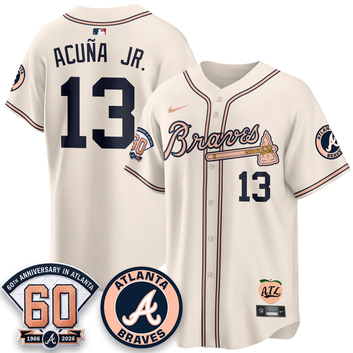 ATL 60th Anniversary Peach Edition Vapor Premier Limited Jersey - Stitched (28)