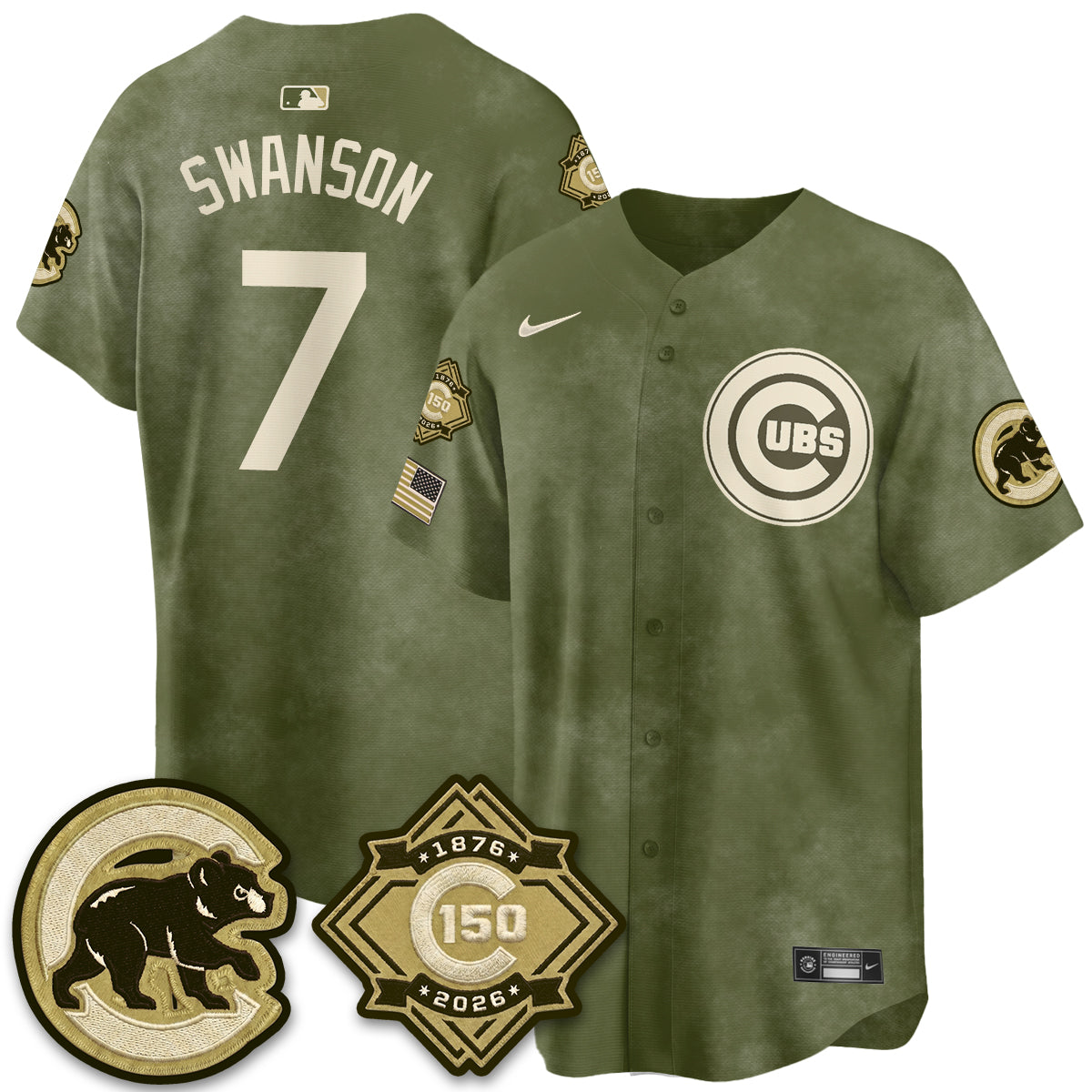 CHC New Era Olive 2026 Armed Forces Day Jersey -Stitched