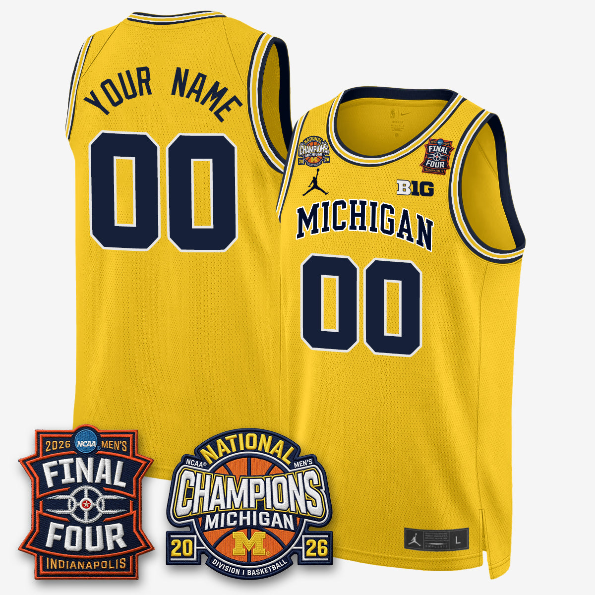MICH Men's Basketball National Champions Big Text Limited Vapor Custom Jersey - All Stitched
