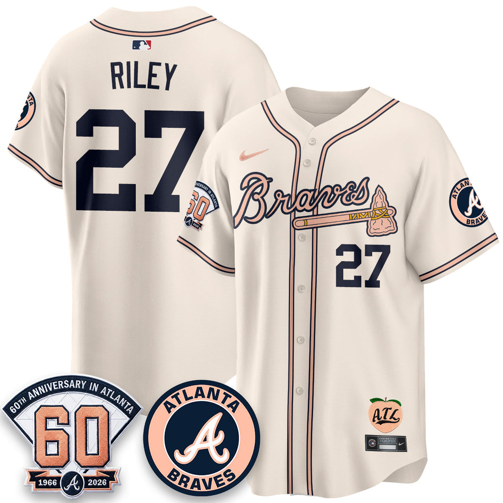 ATL 60th Anniversary Peach Edition Vapor Premier Limited Jersey - Stitched (28)