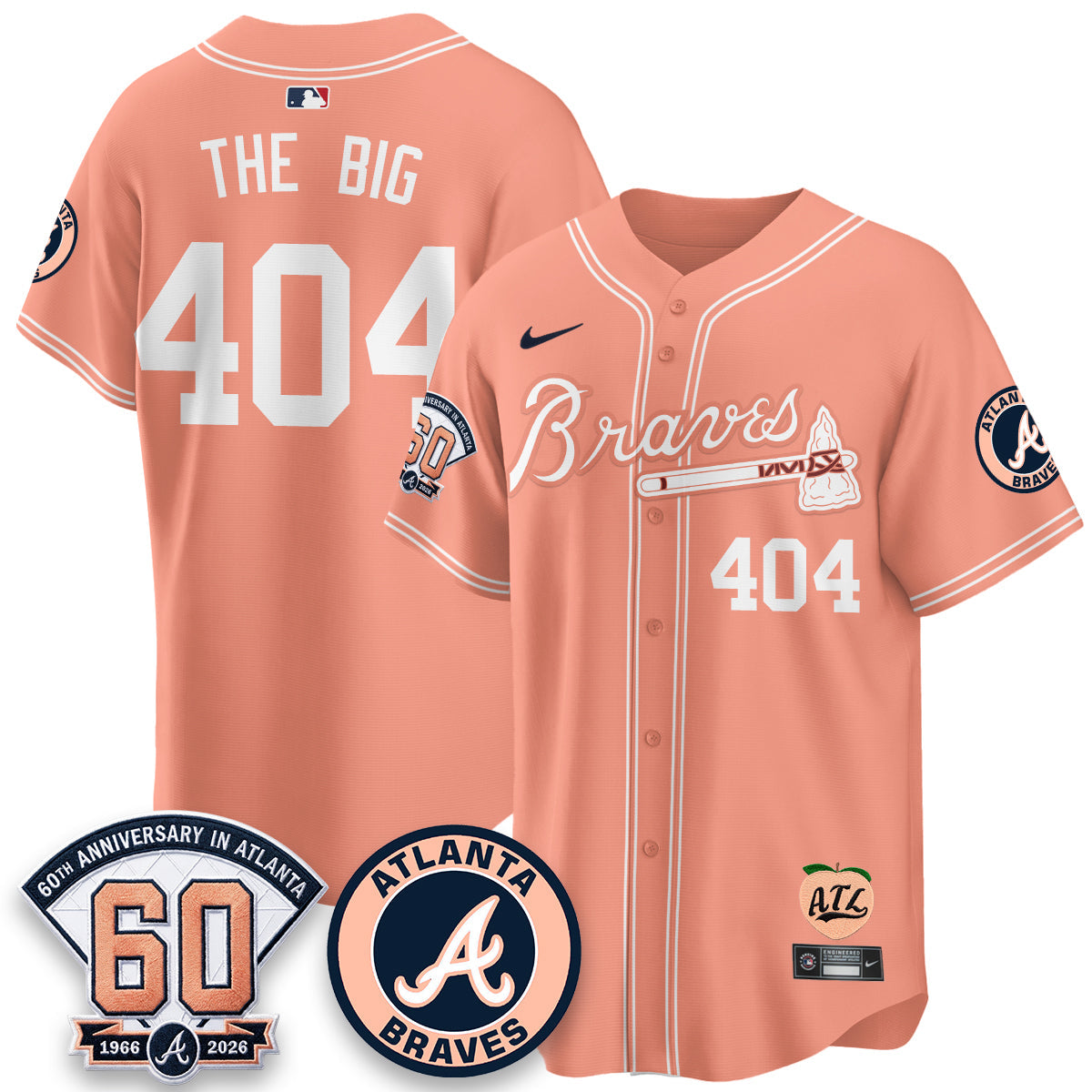 ATL 60th Anniversary Peach Edition Vapor Premier Limited Jersey - All Stitched