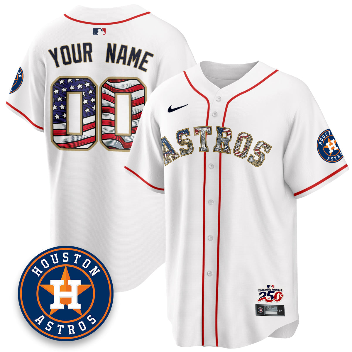 HOU 2026 Independence Day USA Vapor Limited Custom Jersey - Stitched