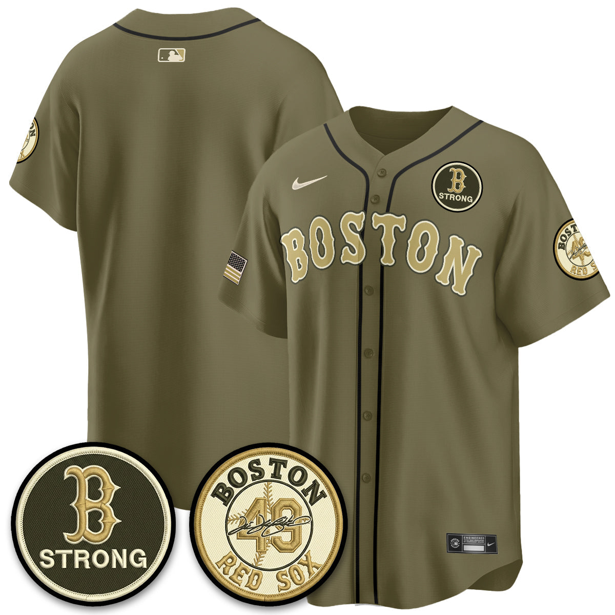 BOS New Era Olive 2026 Armed Forces Day Jersey - Stitched