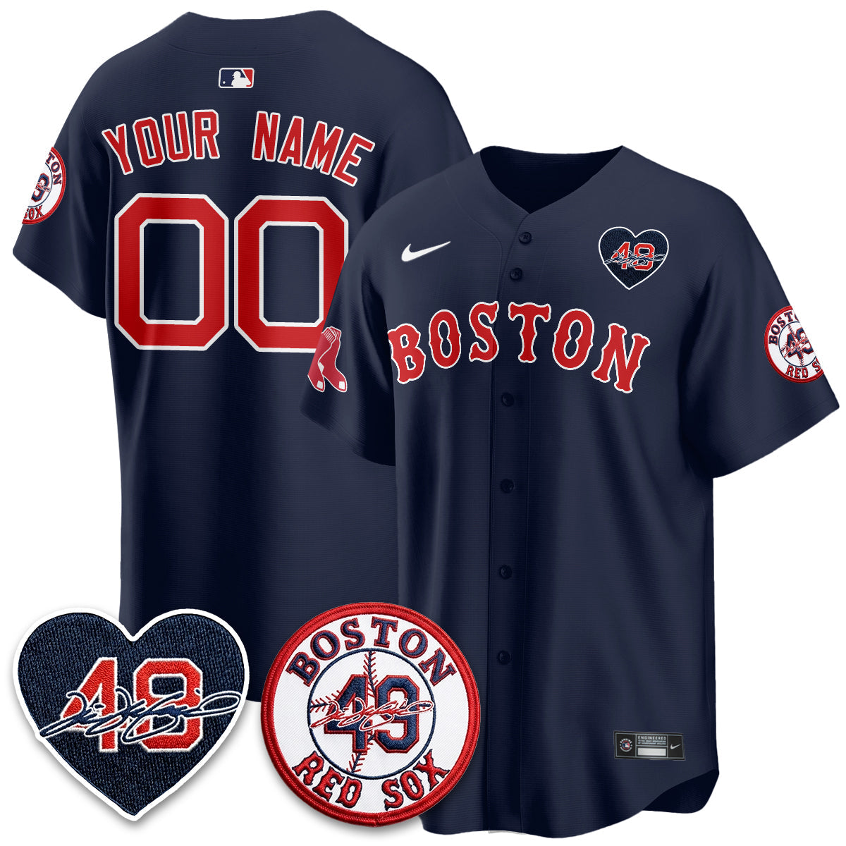 BOS Tim Wakefield Memorial Patch Vaper Premier Limited Custom Jersey - All Stitched