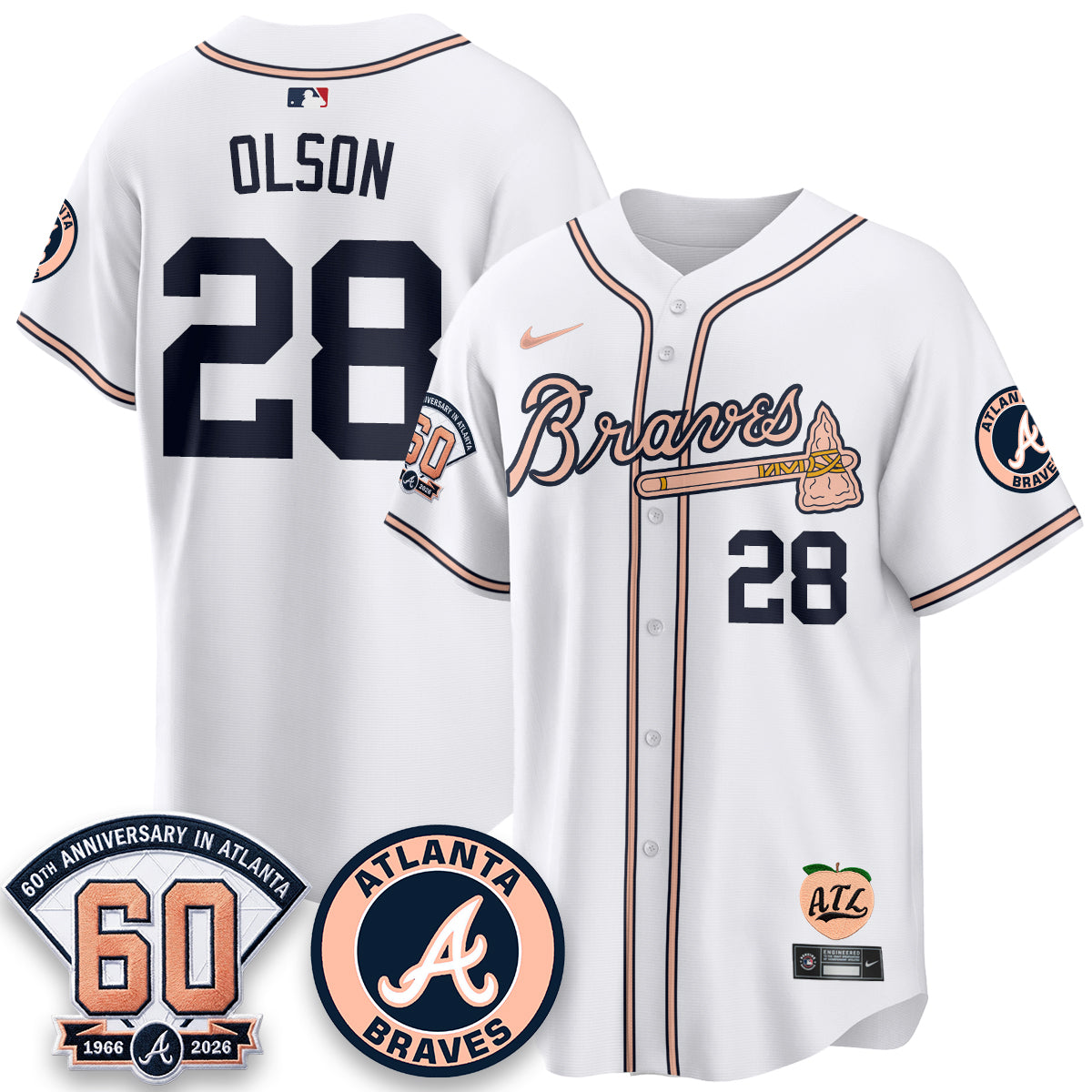 ATL 60th Anniversary Peach Edition Vapor Premier Limited Jersey - Stitched