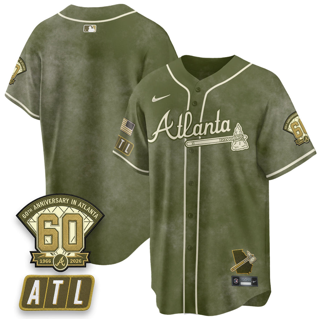 ATL New Era Olive 2026 Armed Forces Day Vapor Limited Jersey - Stitched