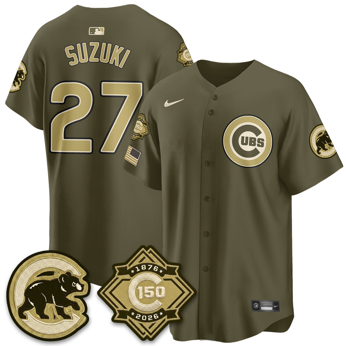 CHC New Era Olive 2026 Armed Forces Day Jersey -Stitched