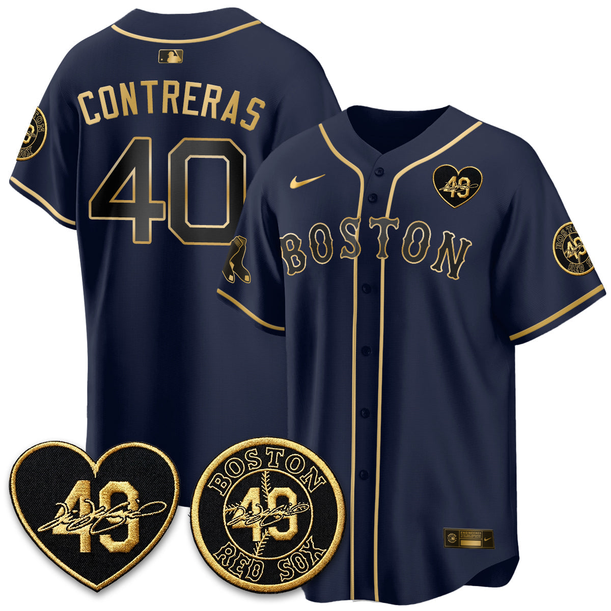 BOS Tim Wakefield Memorial Patch Vaper Premier Limited Gold Edition Jersey - Stitched