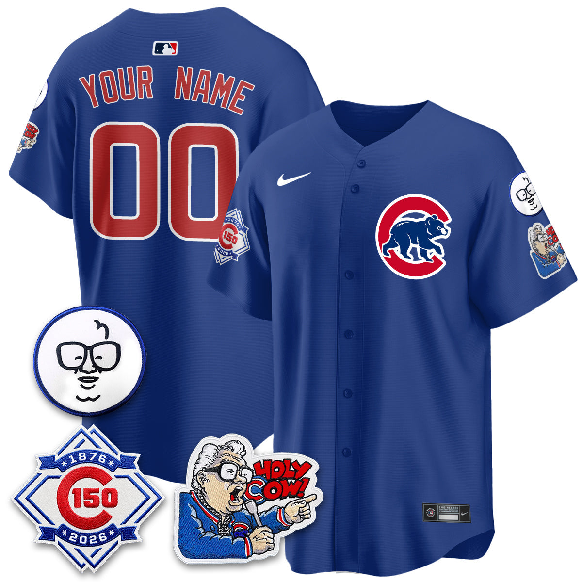 CHC 150th Anniversary Harry Caray Holy Cow Vapor Premier Limited Custom Jersey - All Stitched V2