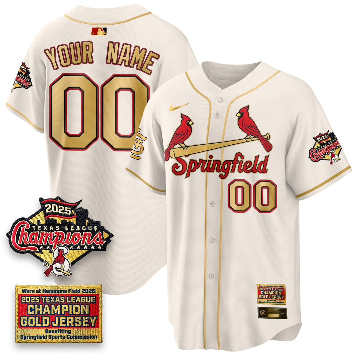 STL Springfield's Championship Gold Limited Custom Jerseys - All Stitched