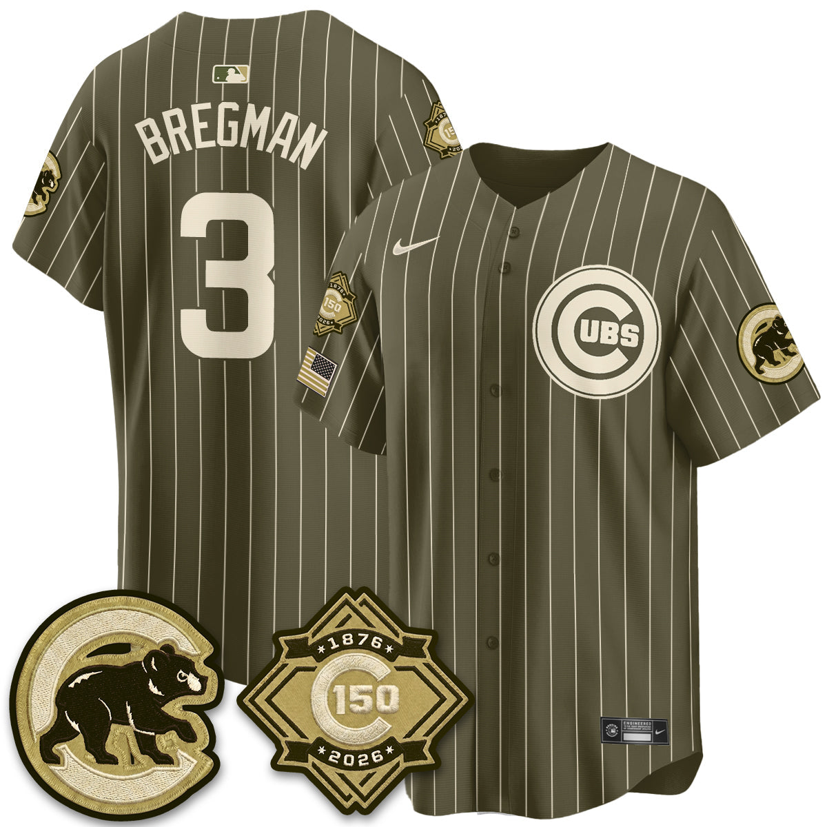 CHC New Era Olive 2026 Armed Forces Day Jersey -Stitched