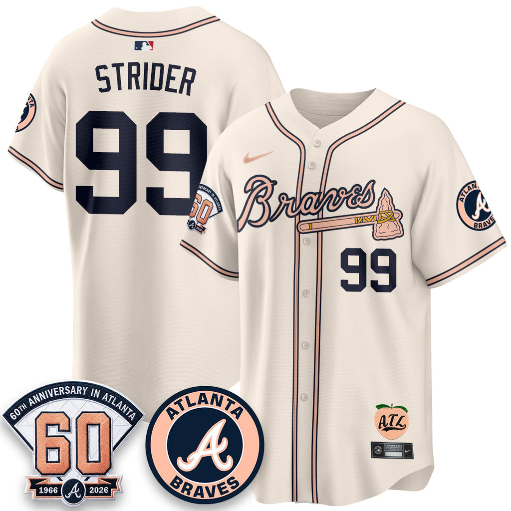 ATL 60th Anniversary Peach Edition Vapor Premier Limited Jersey - Stitched (28)
