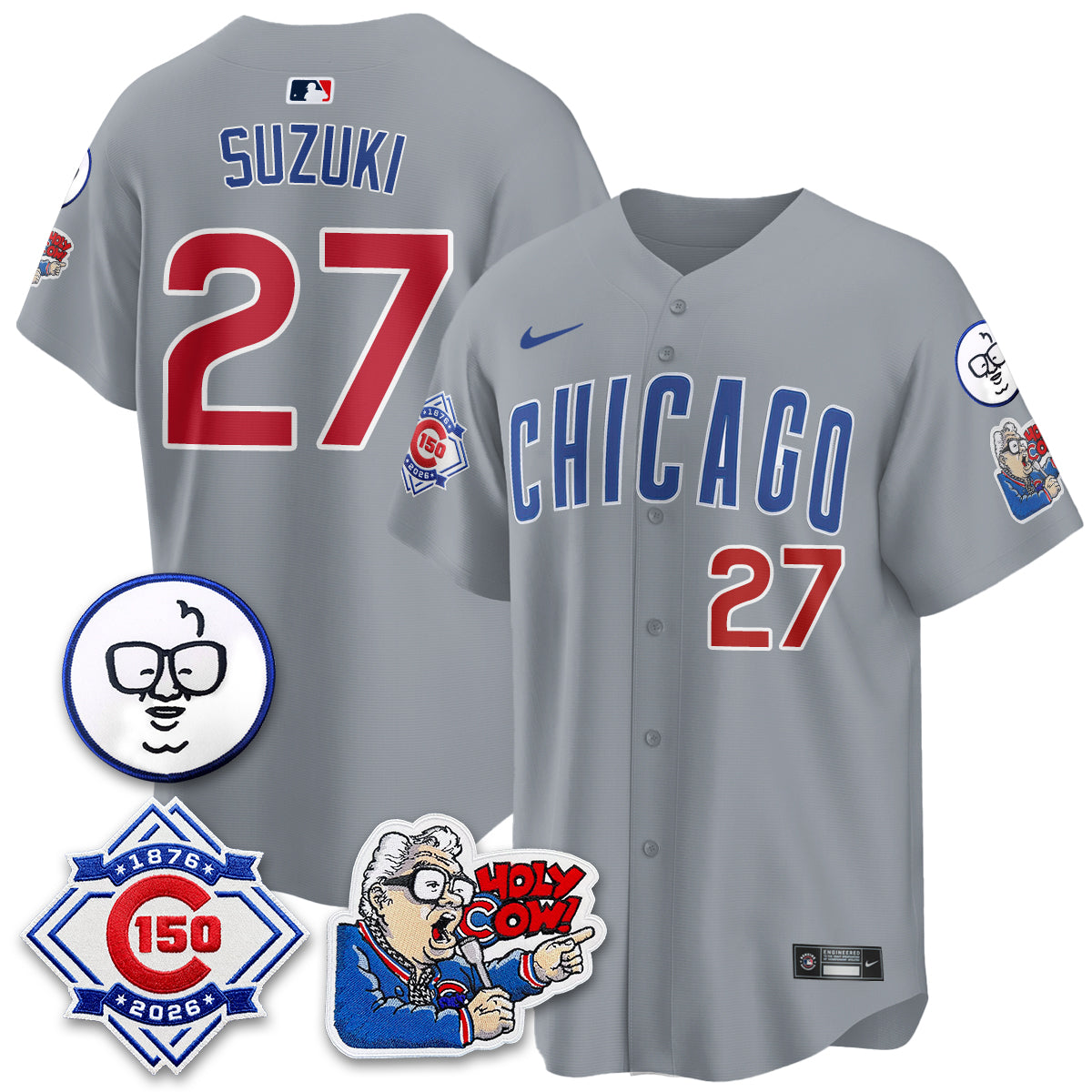 CHC 150th Anniversary Harry Caray Holy Cow Limited Blue Jersey - Stitched V2