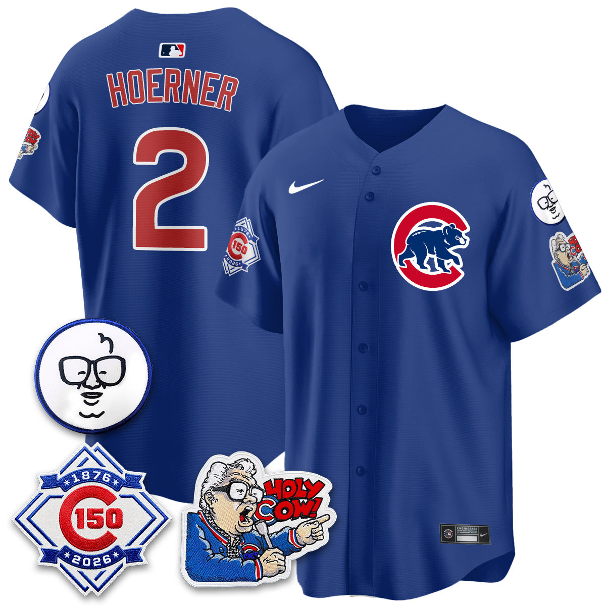 CHC 150th Anniversary Harry Caray Holy Cow Limited Navy Jersey - Stitched V2
