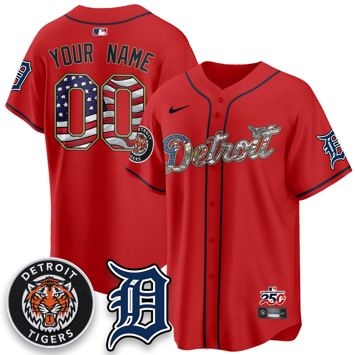 DET 2026 Independence Day USA Vapor Limited Custom Jersey - Stitched