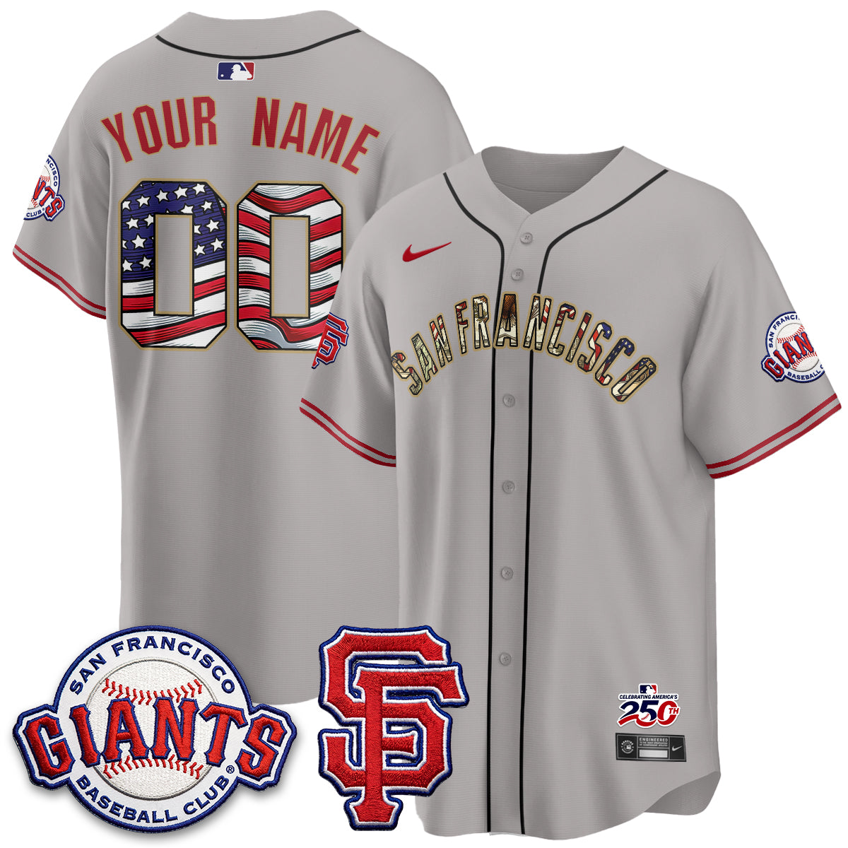 San Francisco Giants2026 Independence Day USA Custom Jersey - All Stitched