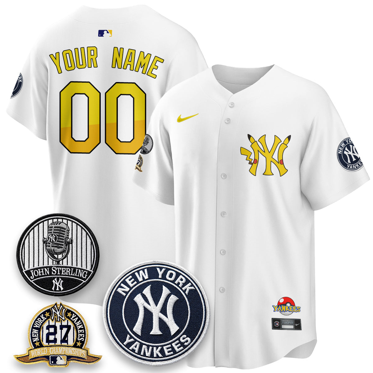 NYY x PKM Cartoon Limited Custom Jersey -  Stitched
