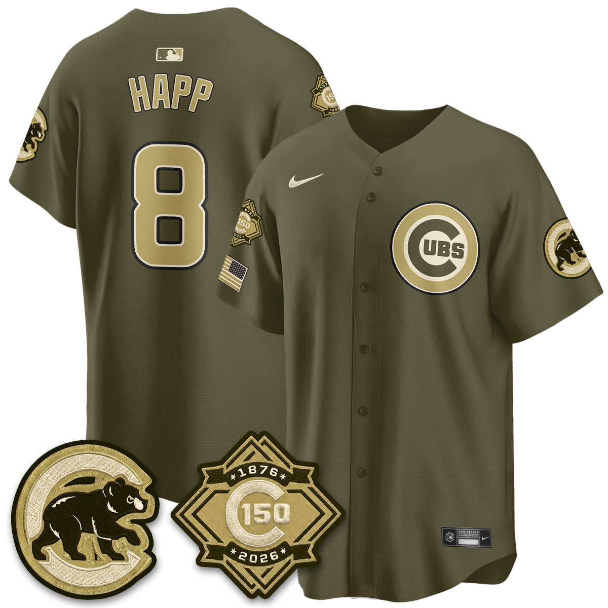 CHC New Era Olive 2026 Armed Forces Day Jersey -Stitched