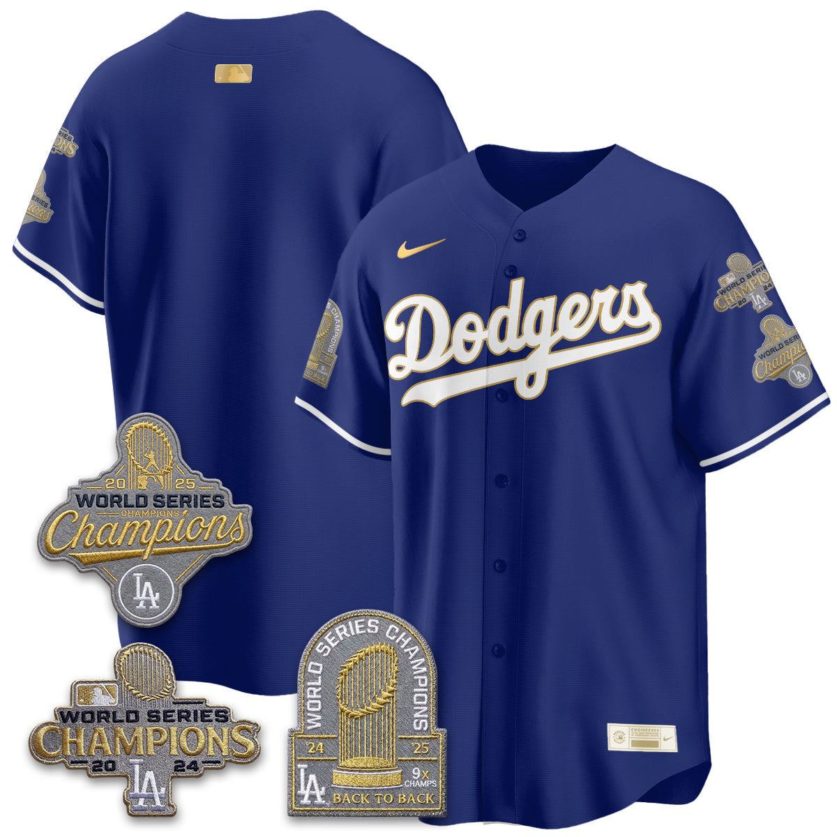 LAD Gold Collection Stadium Vapor Limited Jersey - Back to Back 9x Champs - Stitched