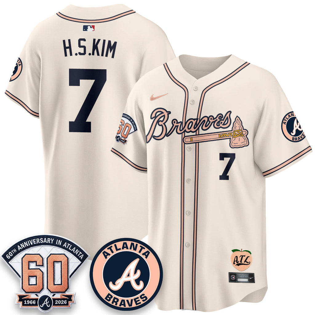 ATL 60th Anniversary Peach Edition Vapor Premier Limited Jersey - Stitched (28)