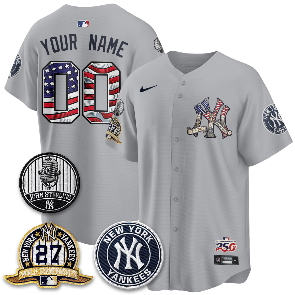 NYY Independence Day USA Vapor Limited Custom Jersey - Stitched