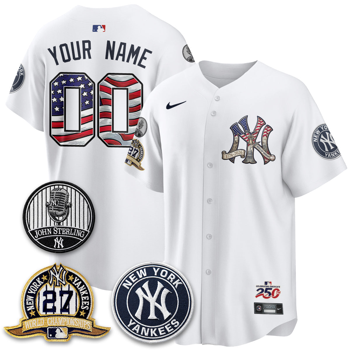NYY Independence Day USA Vapor Limited Custom Jersey - Stitched