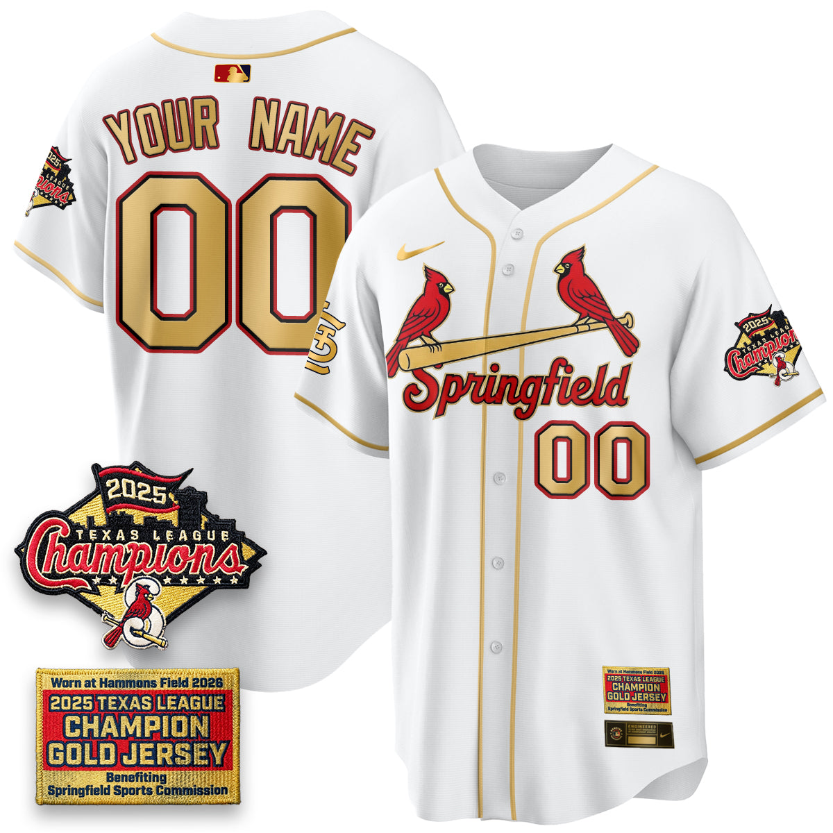 STL Springfield's Championship Gold Limited Custom Jerseys - All Stitched