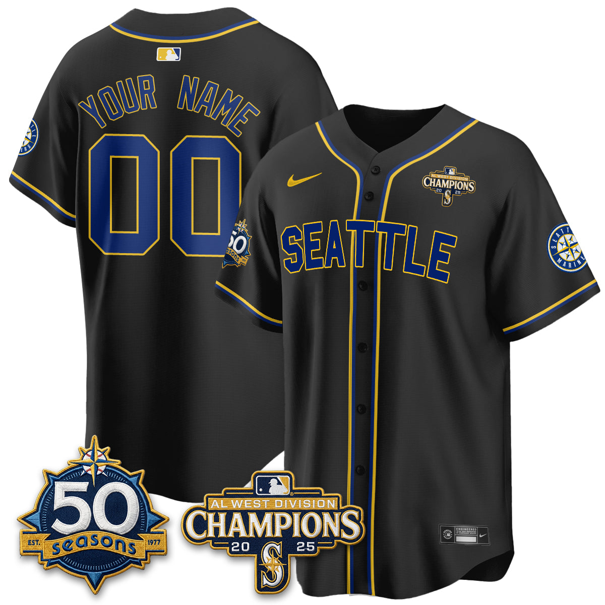 SEA 50th Anniversary Black Out Style Vapor Premier Limited Custom Jersey - All Stitched