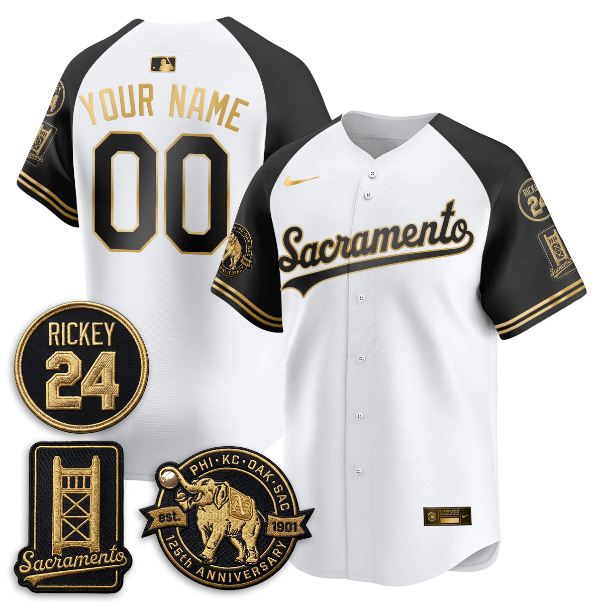 OAK 2026 Alternate Sacramento 125 Years Limited Vapor Gold Edition Custom Jersey - All Stitched