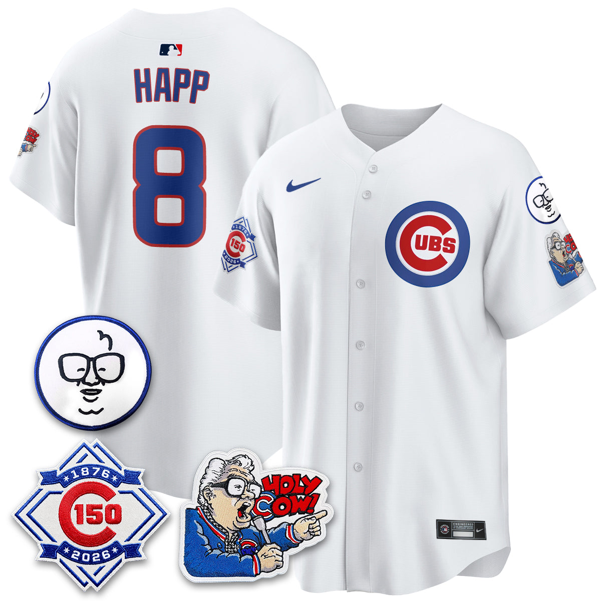 CHC 150th Anniversary Harry Caray Holy Cow Limited Blue Jersey - Stitched V2