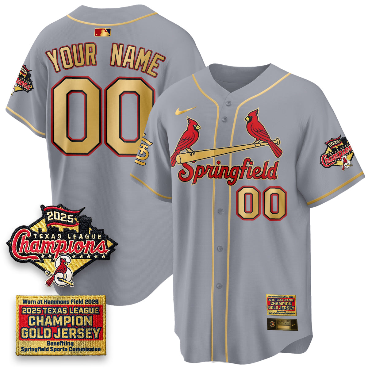 STL Springfield's Championship Gold Limited Custom Jerseys - All Stitched