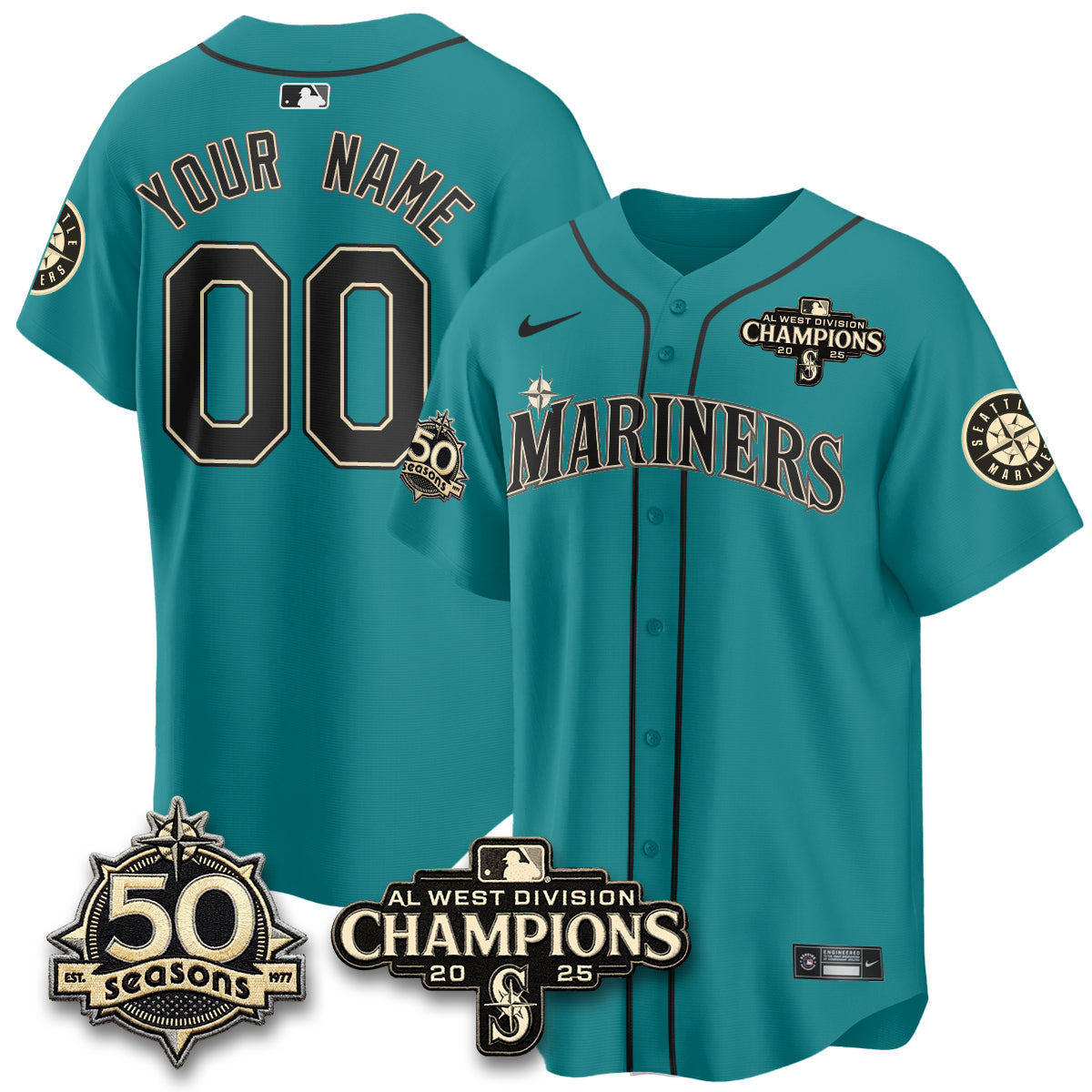 SEA Vapor Premier Custom Limited Jersey - 50th Anniversary & AL West Division Champions - Steelheads Community Funds - All Stitched