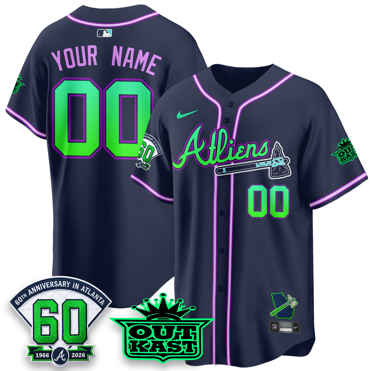 ATL x Atliens Cool Base Galaxy Version Custom Jersey - Stitched