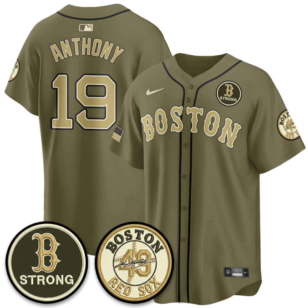 BOS New Era Olive 2026 Armed Forces Day Jersey - Stitched