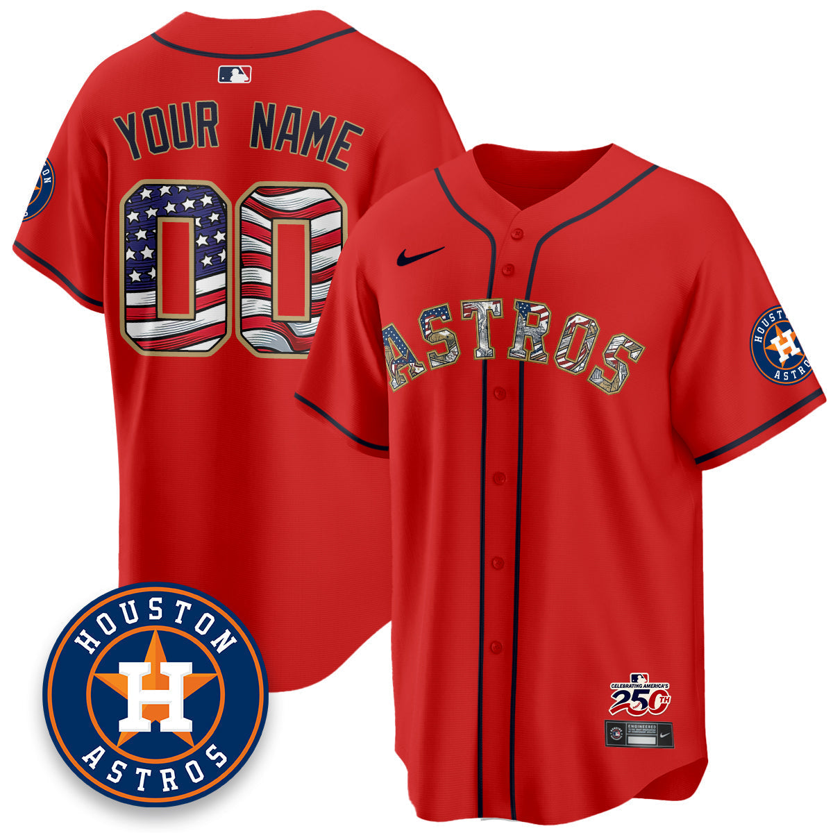 HOU 2026 Independence Day USA Vapor Limited Custom Jersey - Stitched