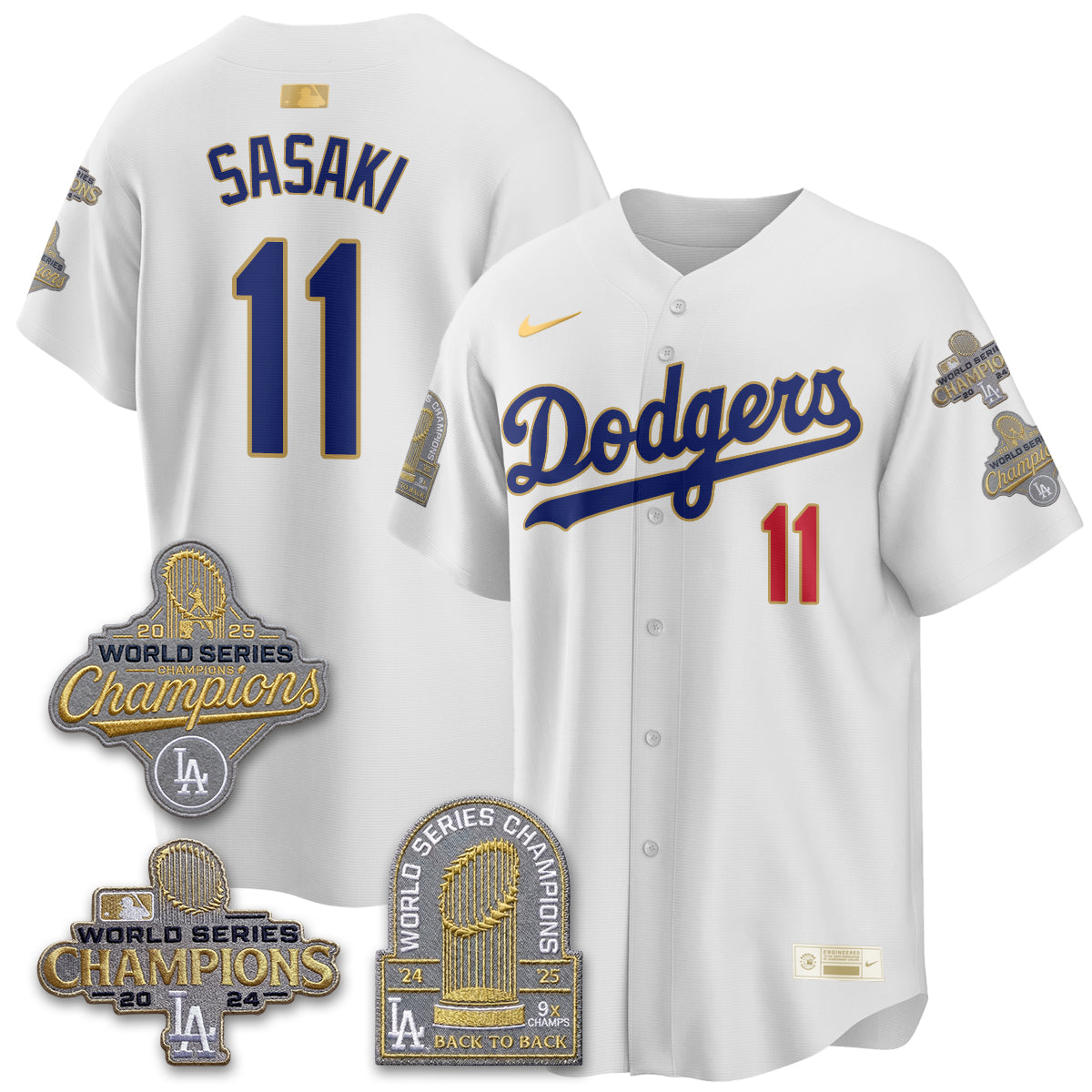 LAD Gold Collection Stadium Vapor Limited Jersey - Back to Back 9x Champs - Stitched