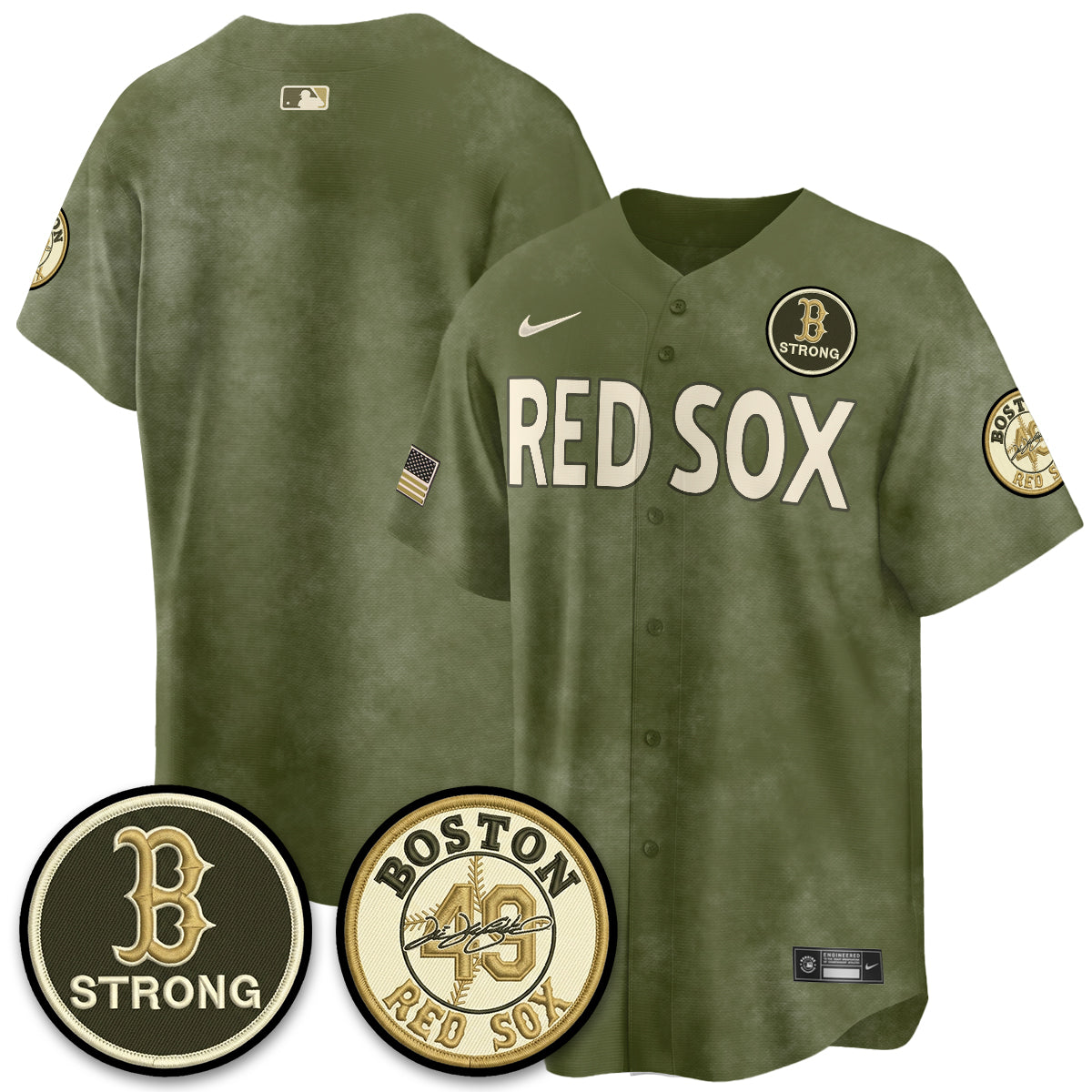BOS New Era Olive 2026 Armed Forces Day Jersey - Stitched