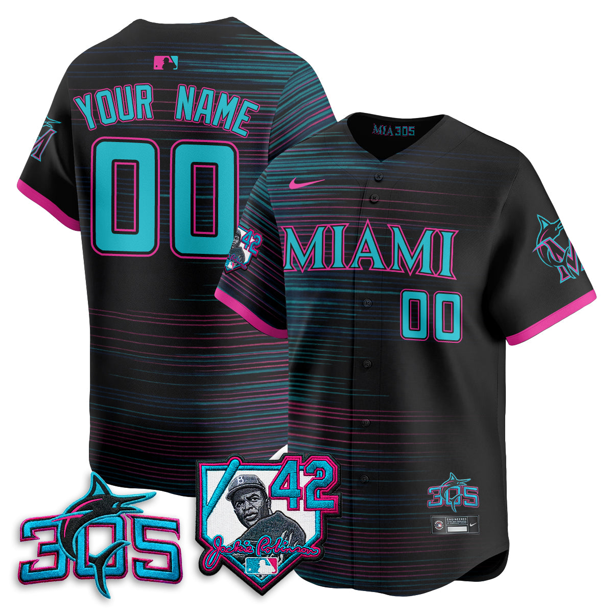 MIA 2026 Jackie Robinson New Era Vapor Custom Limited Jersey - All Stitched