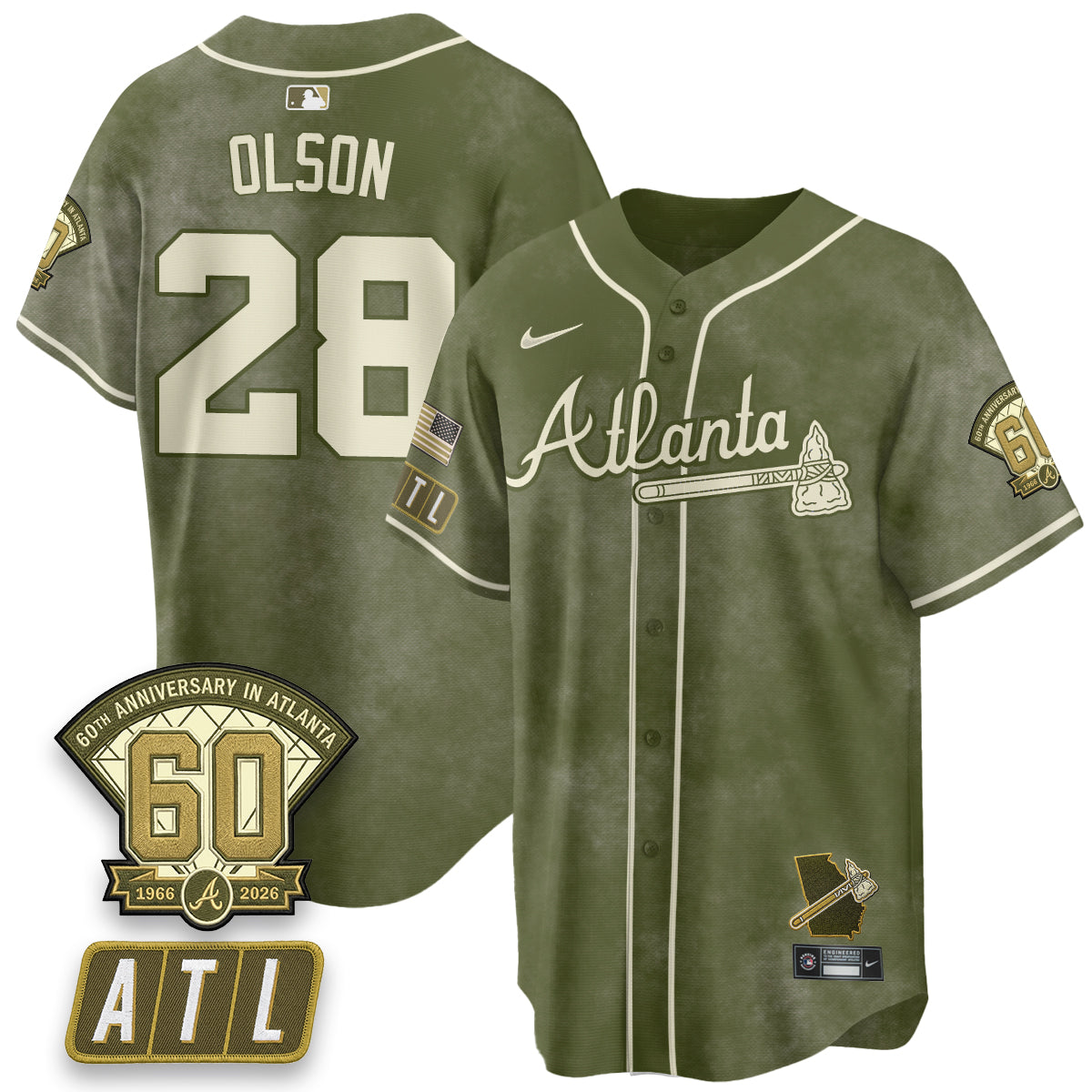 ATL New Era Olive 2026 Armed Forces Day Vapor Limited Jersey - Stitched