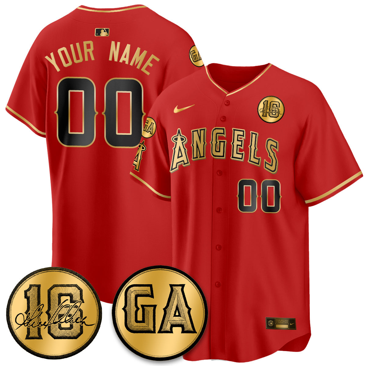 LAA Garret Anderson Tribute Patch Vapor Custom Jersey - All Stitched V2