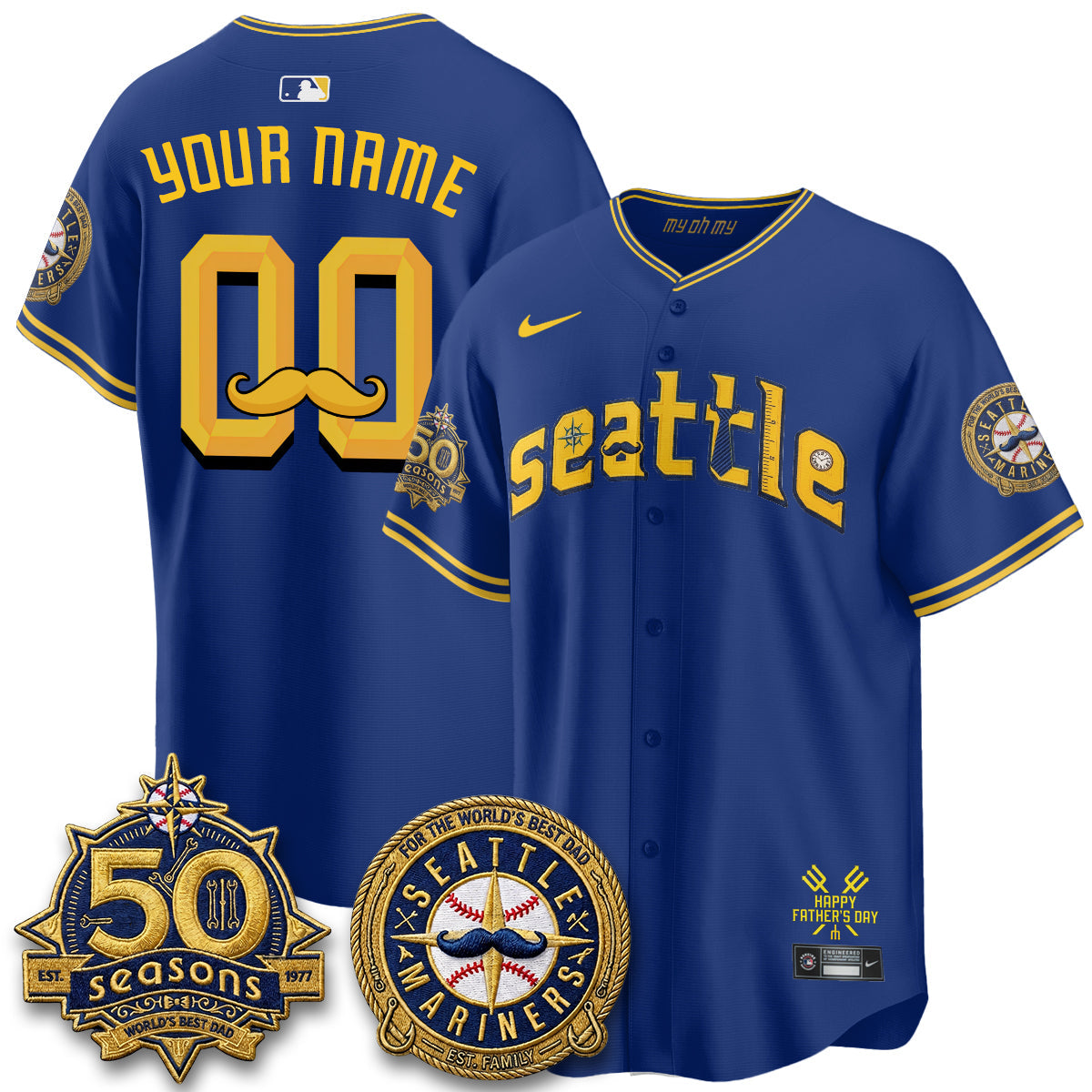 SEA Happy Father's Day Vapor Custom Jersey - Stitched