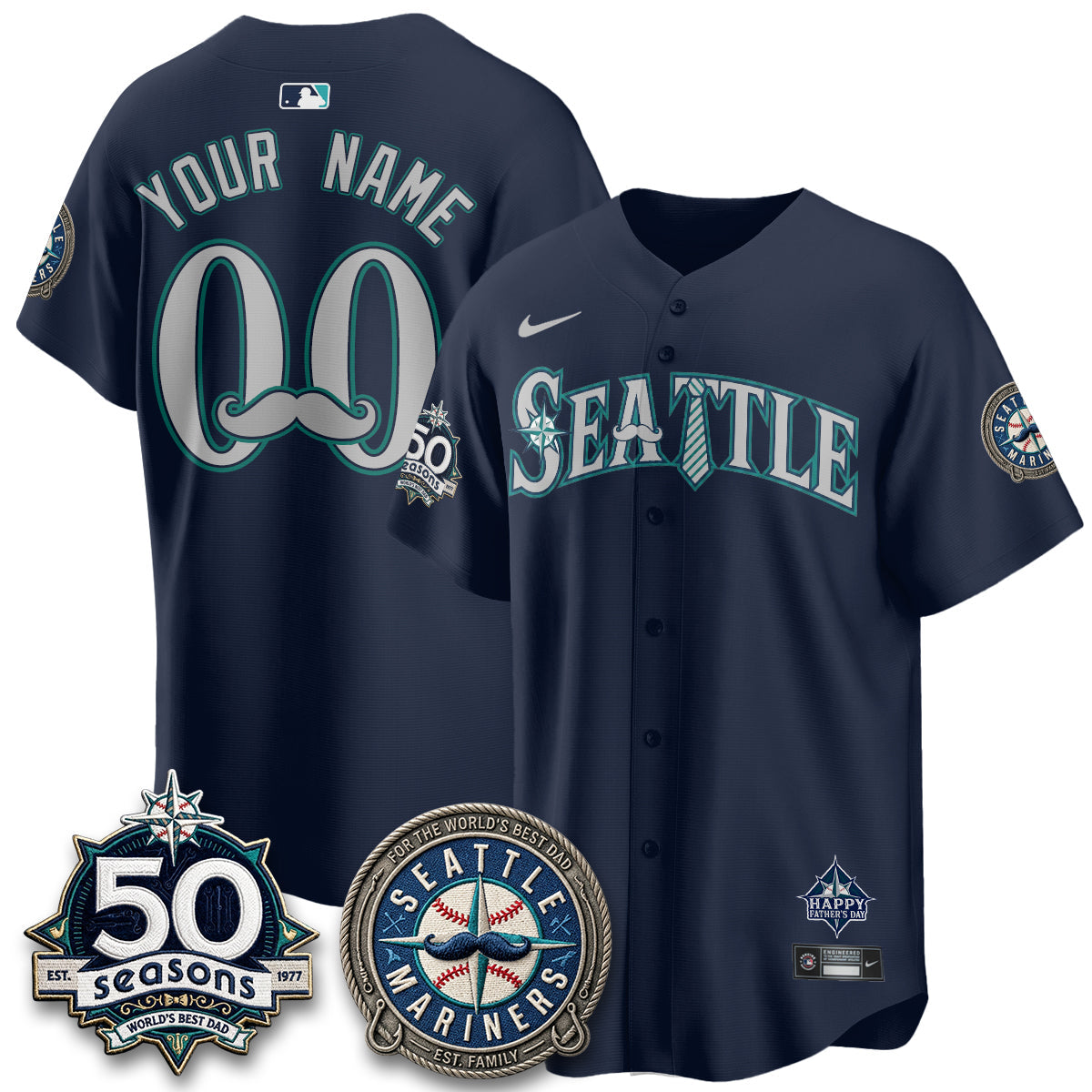 SEA Happy Father's Day Vapor Custom Jersey - Stitched