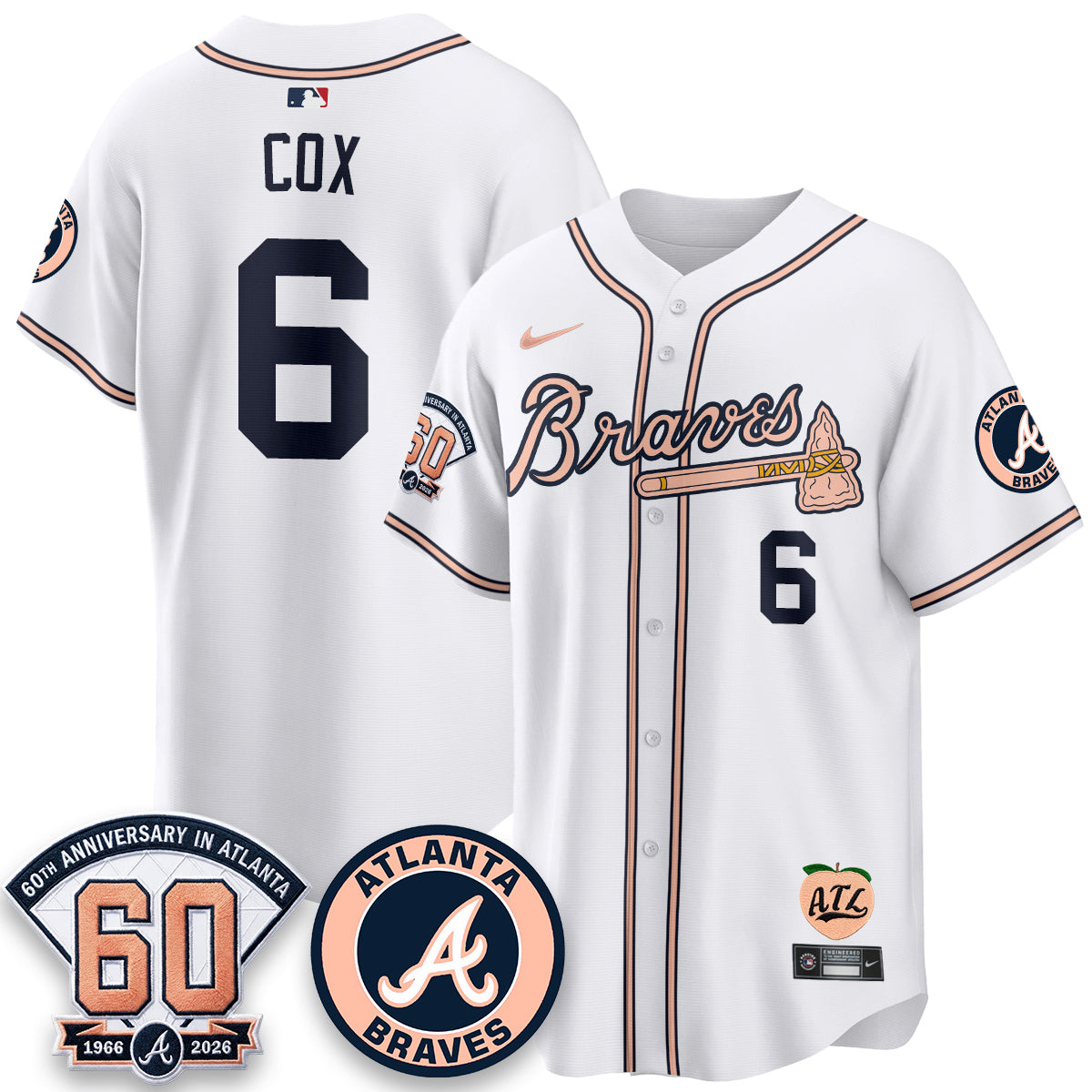 ATL 60th Anniversary Peach Edition Vapor Premier Limited Jersey - All Stitched