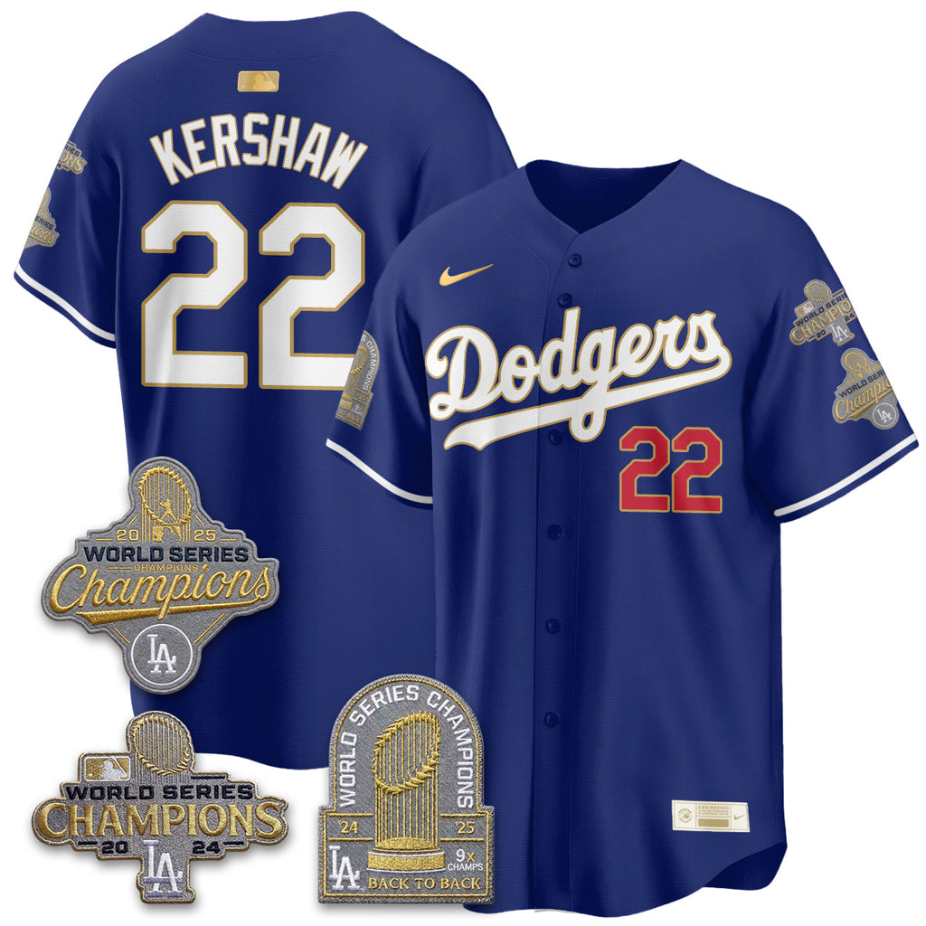 LAD Gold Collection Stadium Vapor Limited Jersey - Back to Back 9x Champs - Stitched