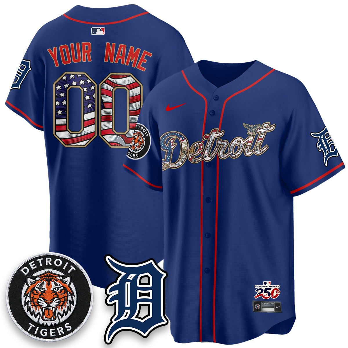 DET 2026 Independence Day USA Vapor Limited Custom Jersey - Stitched