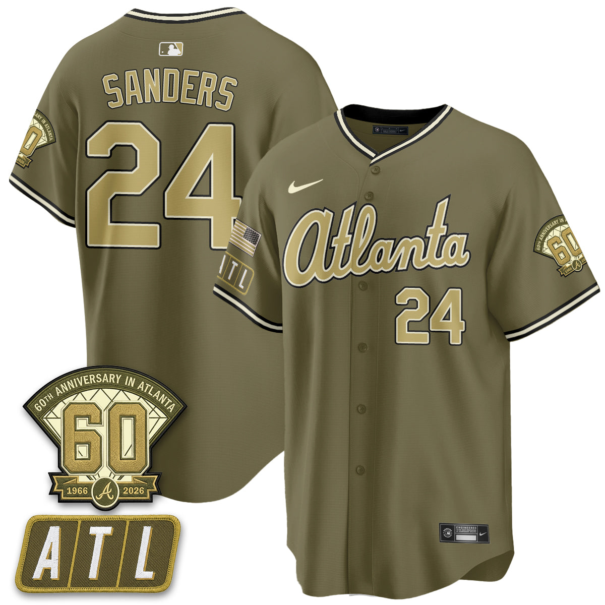 ATL New Era Olive 2026 Armed Forces Day Vapor Limited Jersey - Stitched